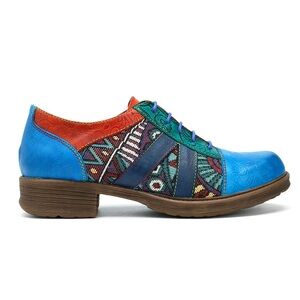 Socofy bohemian patchwork artsy Oxford shoes Size 39 8.5
